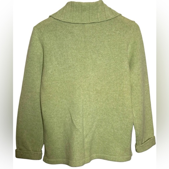 Appleseed's Women’s Vintage Floral Lambs Wool Green Button Up Cardigan Sweater - Picture 3 of 5